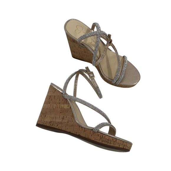 Jessica Simpson Tenley Womens Rhinestone Ankle Strap Platform Wedge Sandals 8M - Picture 12 of 12